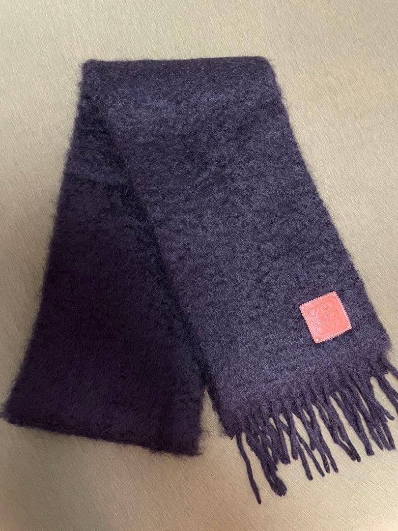 LOEWE 黒 マフラー　ロエベ(モヘア&ウールブレンド)ブラック スペイン製