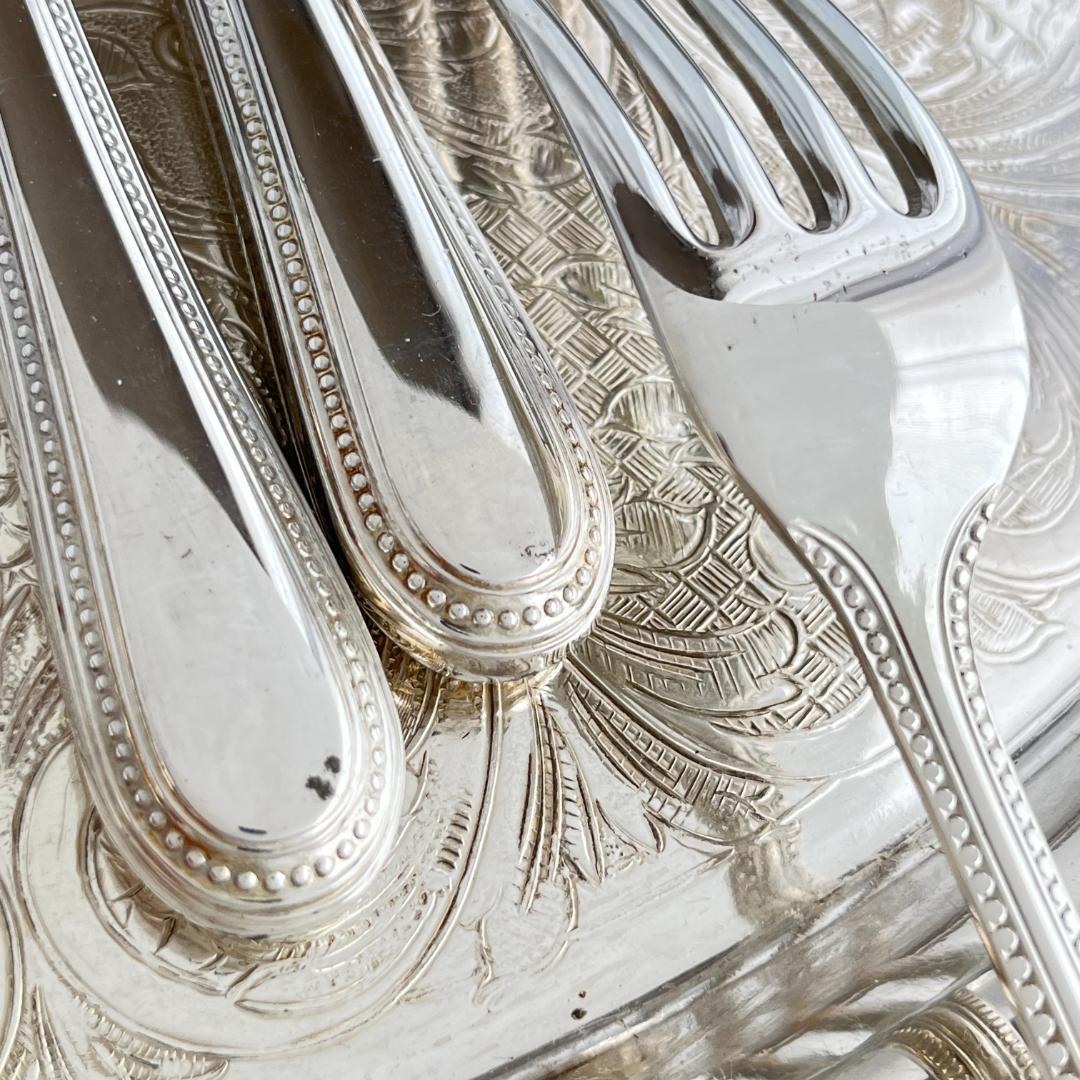 【英国】パールのデザートセット 4名用16本組 A1プレート