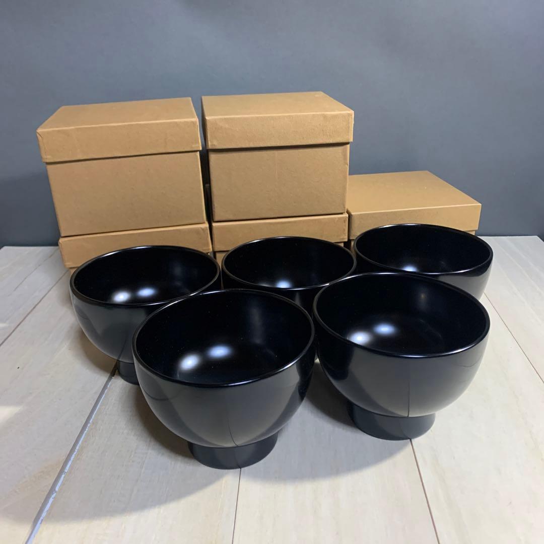 黒塗　椀　五客　まとめて　天然木
