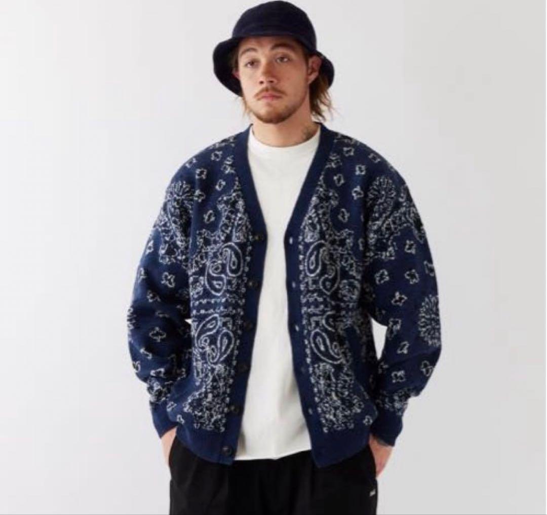 F.A.T. バンダナ柄 ニットカーディガン ネイビー