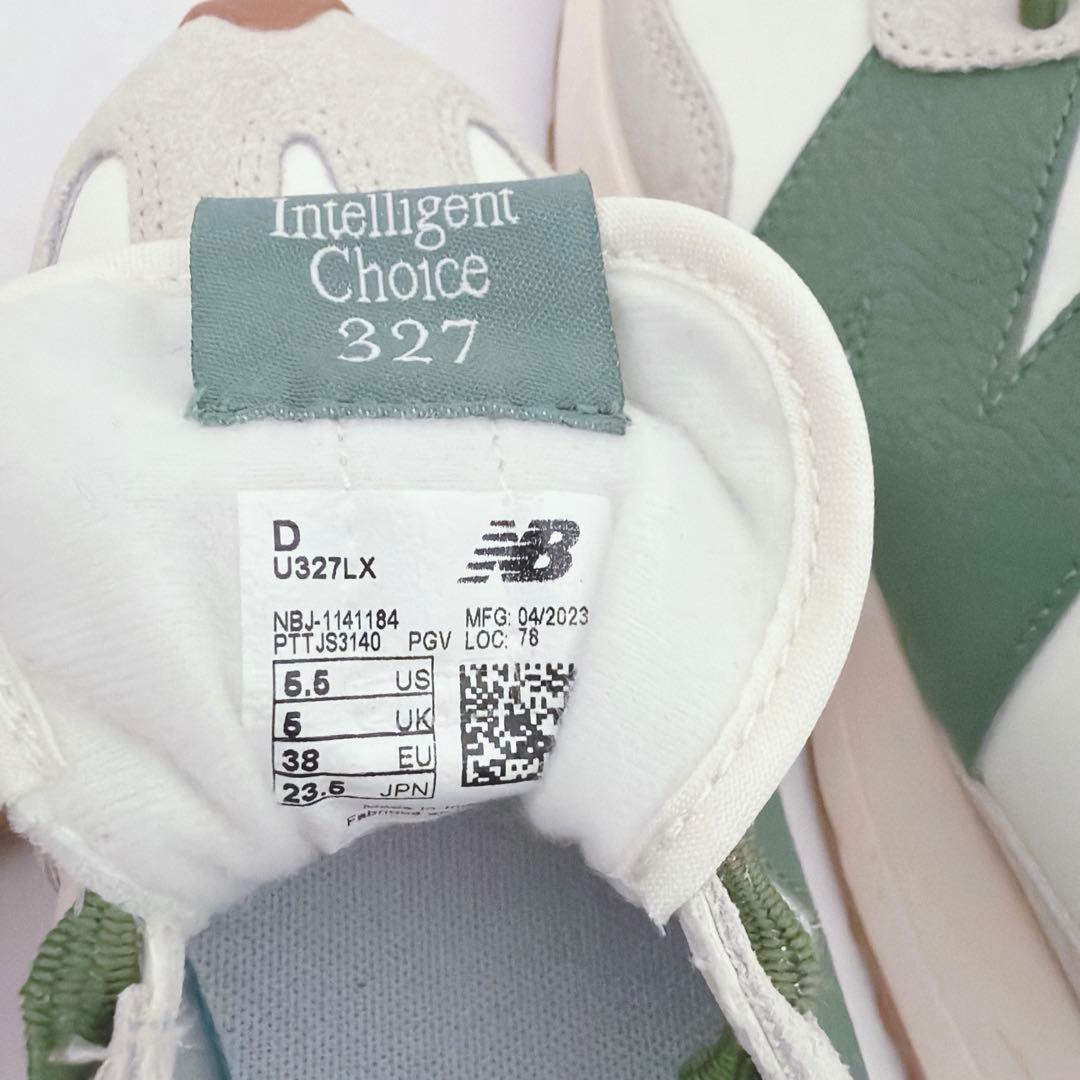 ニューバランス 327 U327LX 23.5 白 緑 美品