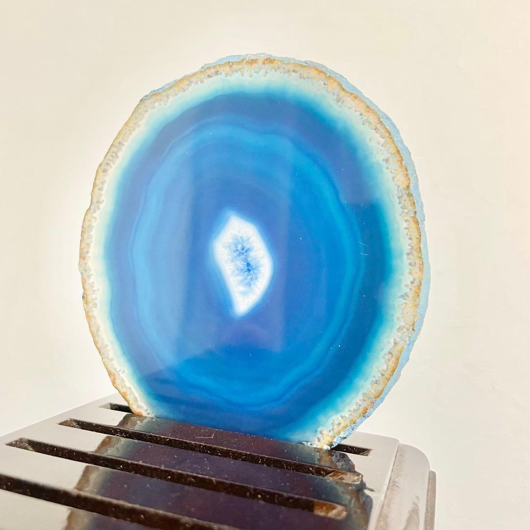 【まとめて6点セット】天然石 瑪瑙板 メノウ板 青色 メノウプレート 置物