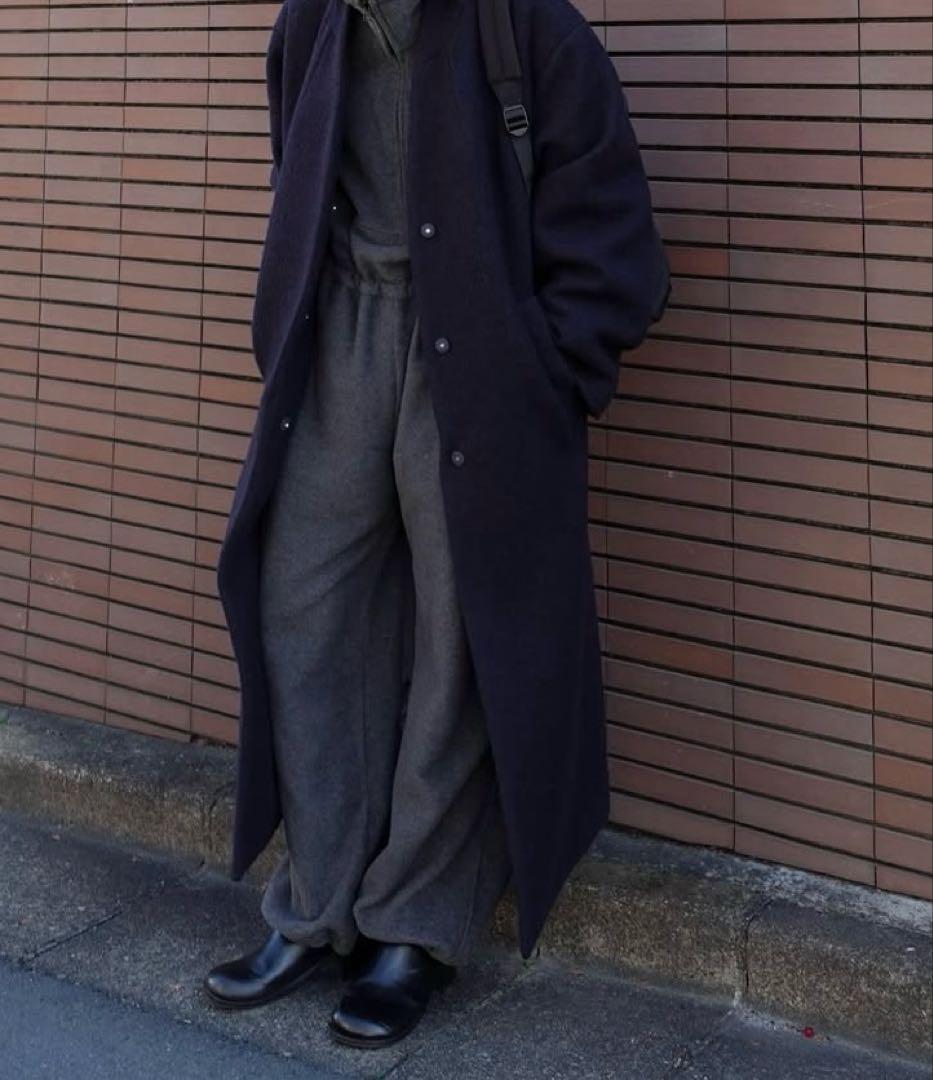 【新品】ànukeCollarlessCocoonCoat38ネイビーコート