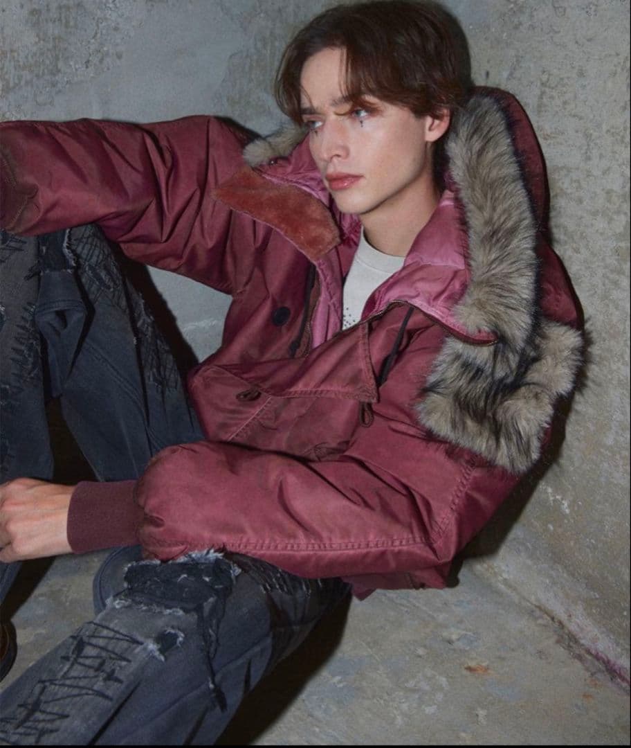 【GRANCY】ファーポケットデザインフェードN2Bジャケット ピンクS