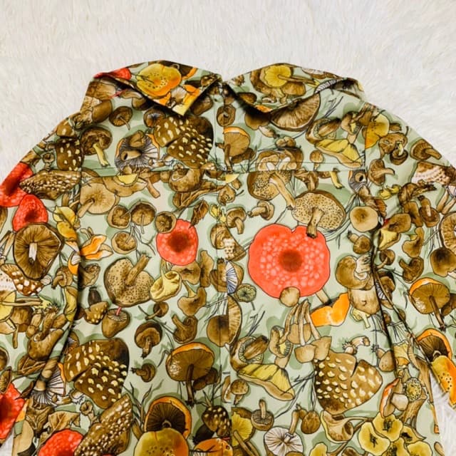 希少1970s1970年代ヴィンテージキノコ柄ワンピース_21