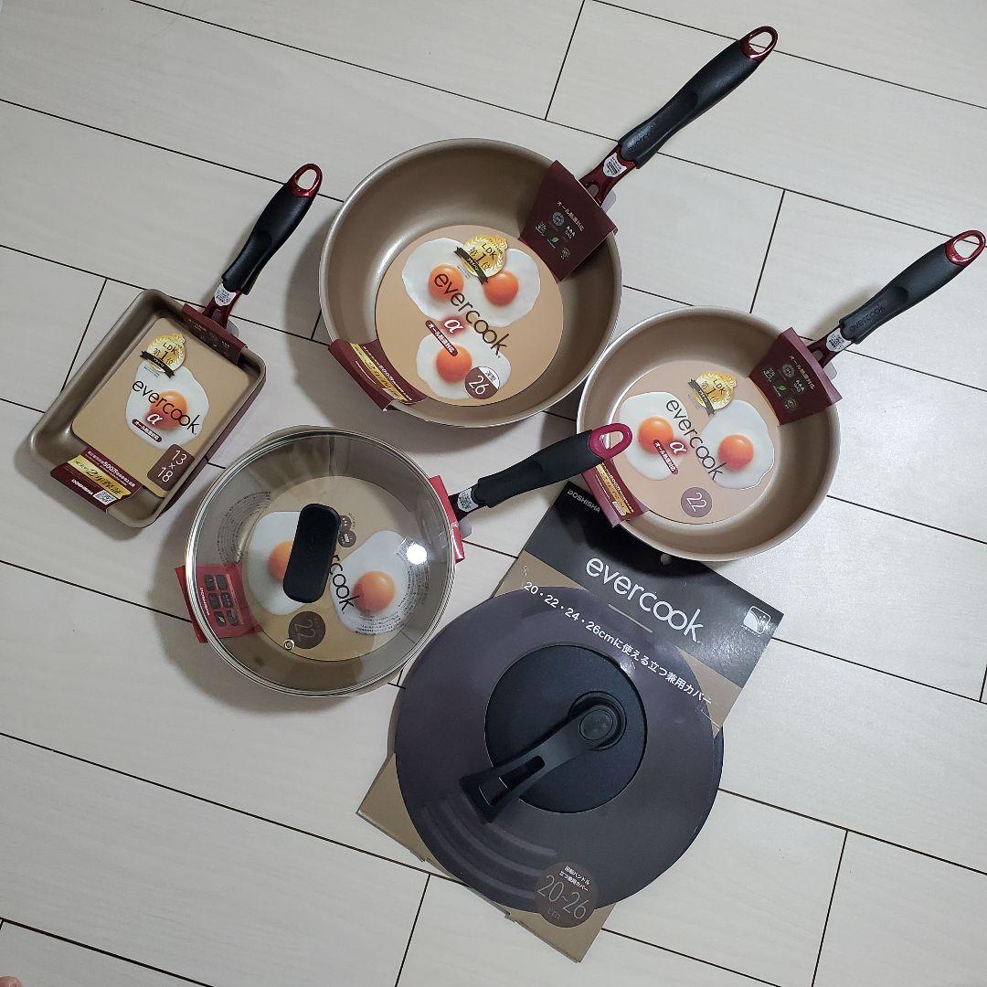 evercook α‬ フライパン 鍋 蓋 卵焼き器セット 20cm 26cm