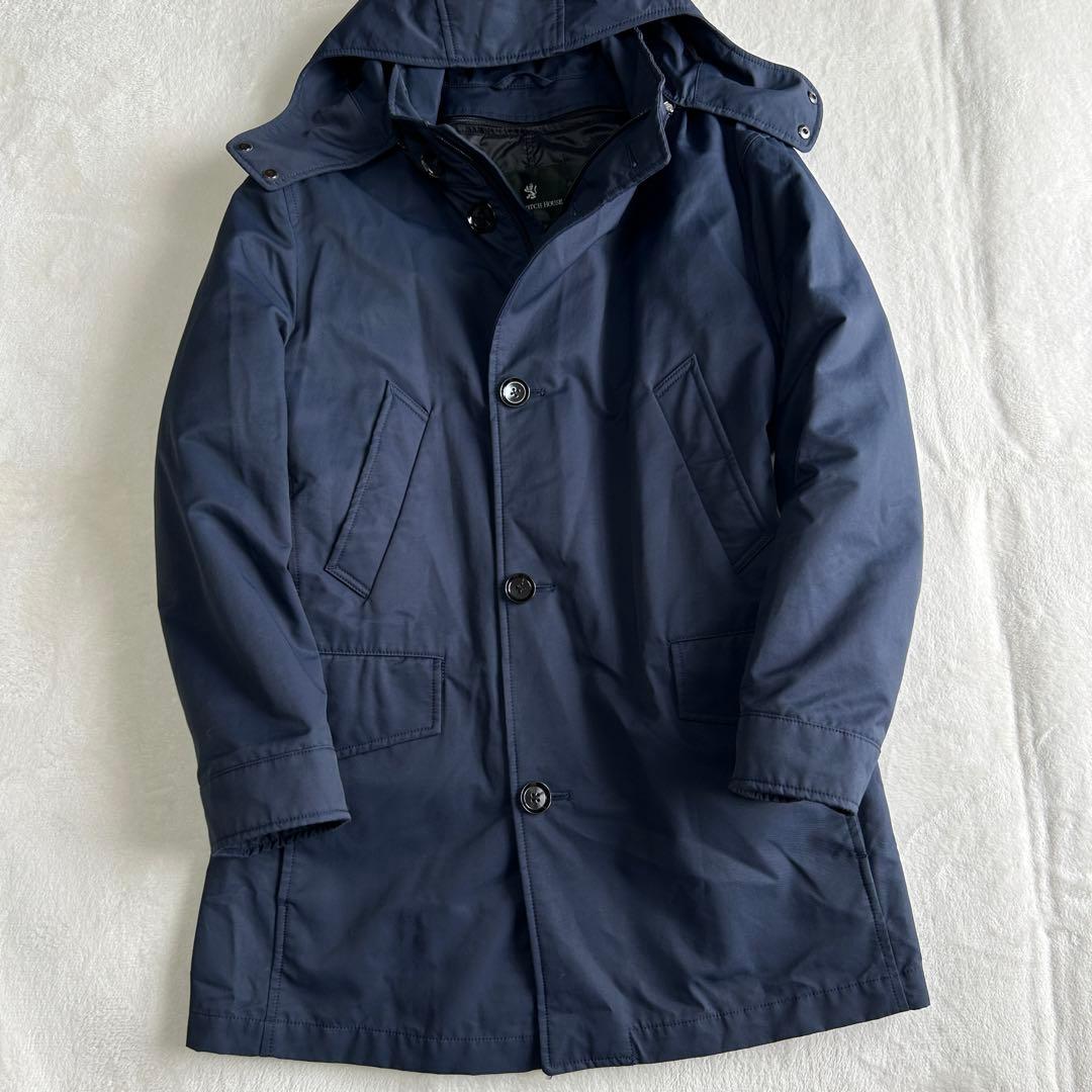 美品 スコッチハウス 長袖ダウンライナー ゴアテックス ステンカラーコートM 紺