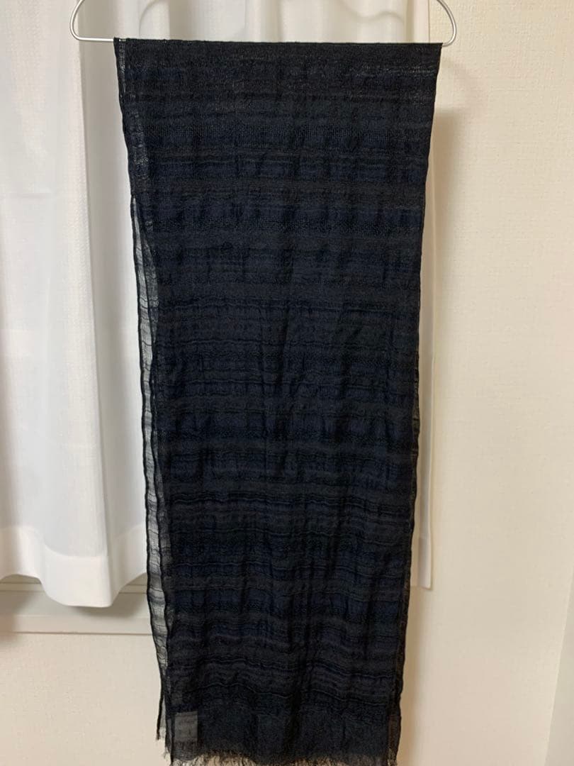 【更にお値下】Y‘s 大判薄手ストール／MULTI BORDER STOLE/黒