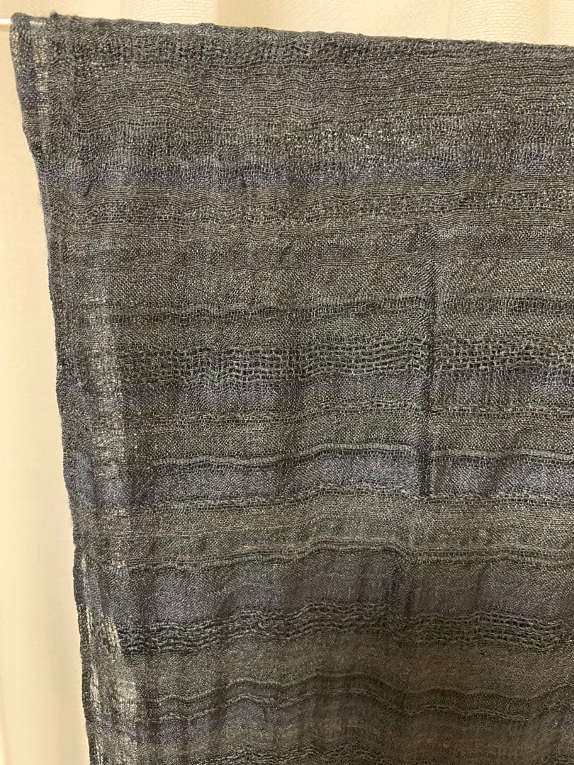 【更にお値下】Y‘s 大判薄手ストール／MULTI BORDER STOLE/黒