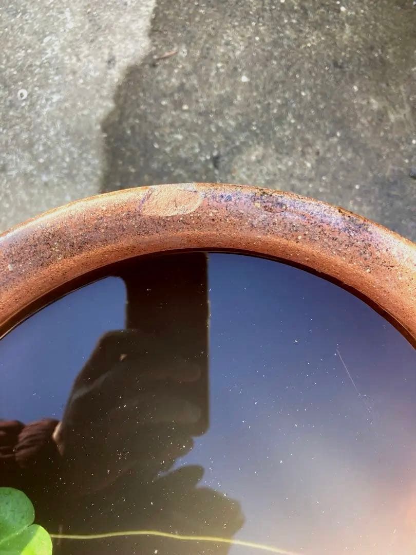 味わい深い 古い 大きな 陶器の甕 (かめ) 壺植木鉢 メダカ鉢 和風51センチ