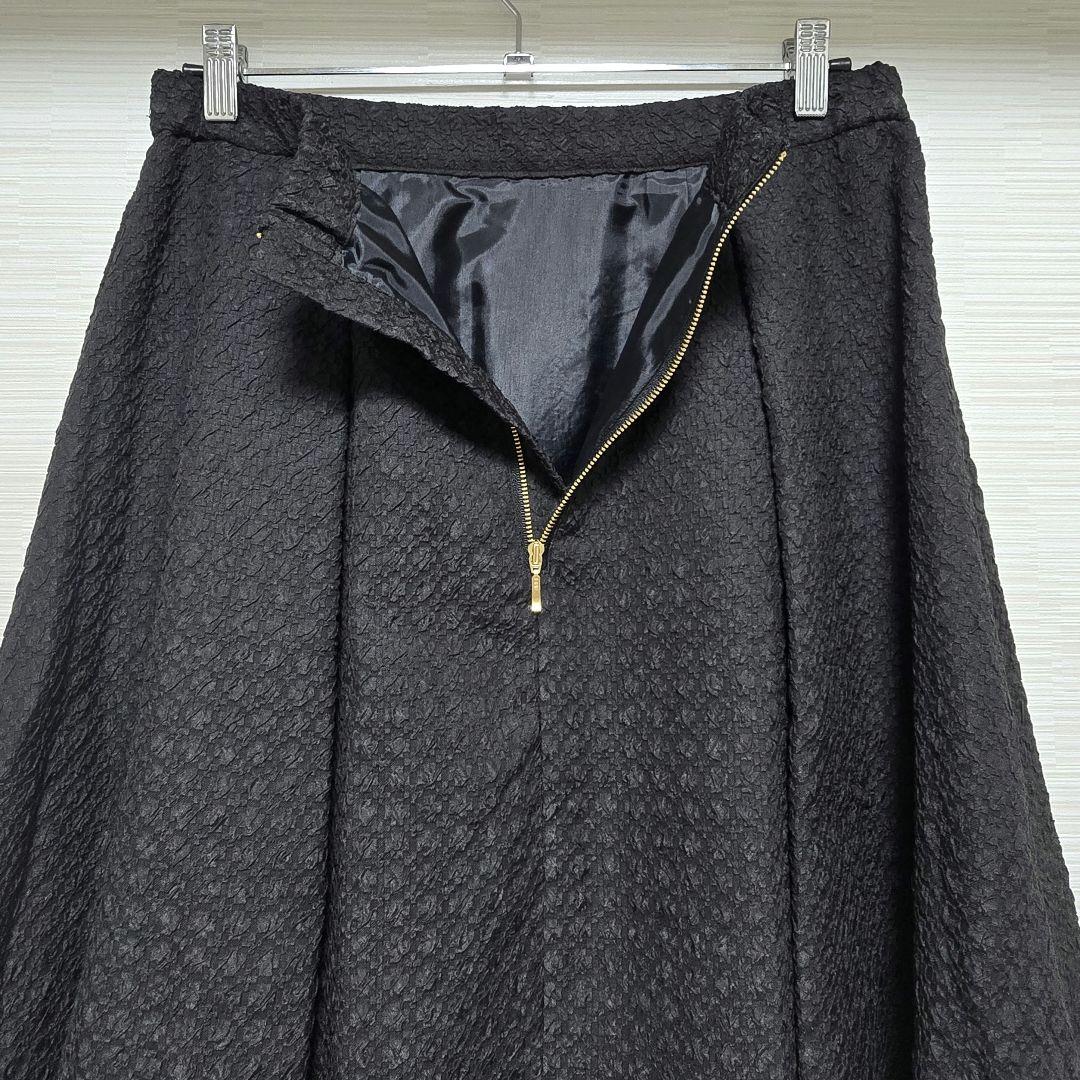 新品タグ付き【洗える】23区 プレザンスジャカードタックスカート 44 ブラック