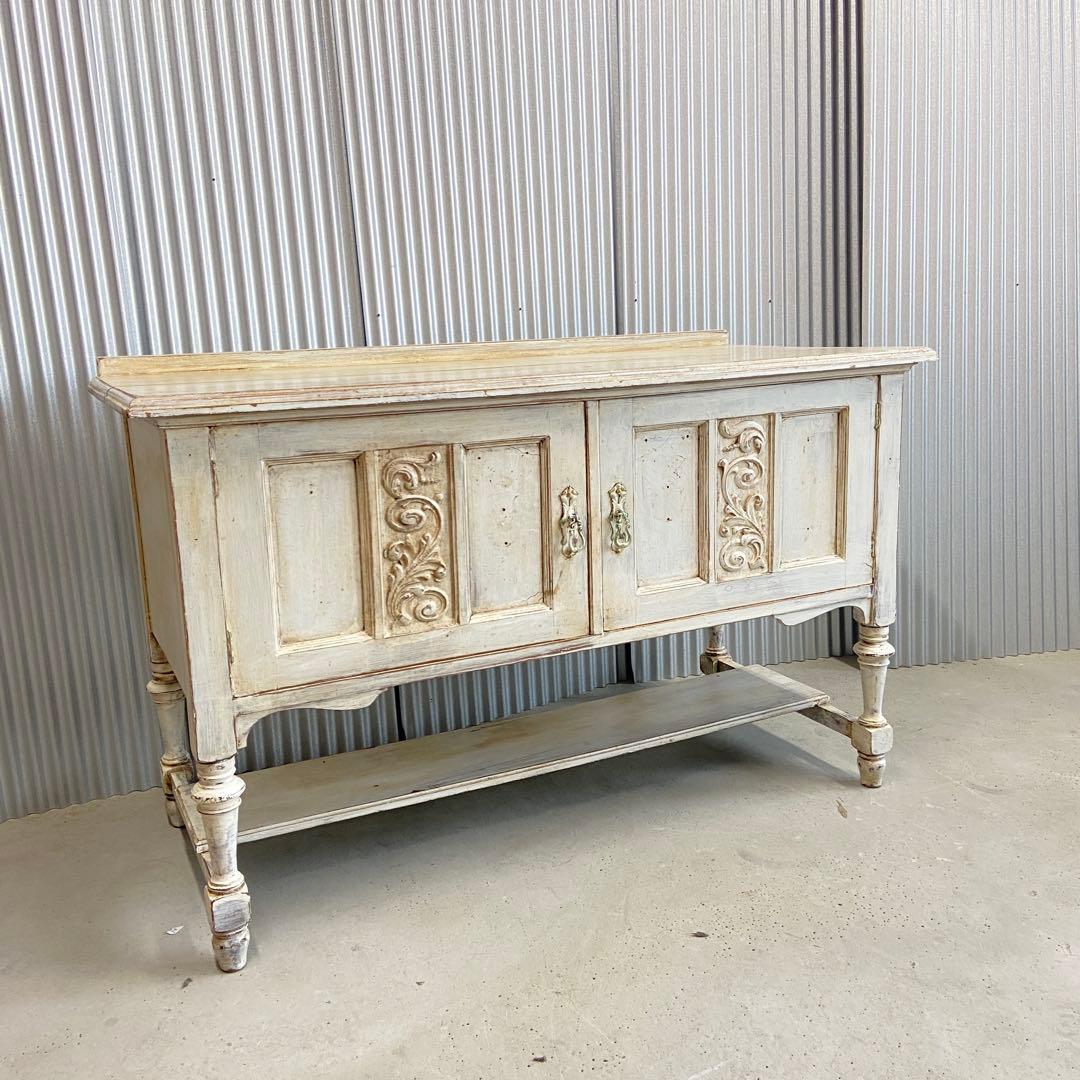 アンティーク　キャビネット　テレビボード　ホワイト