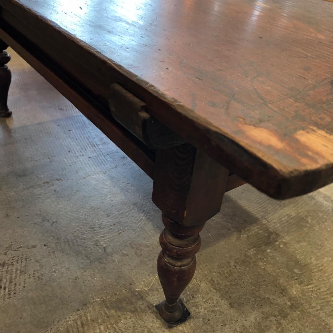 アンティーク　ろくろ脚　木製座卓 引き出し レトロ　アンティーク家具　木製家具