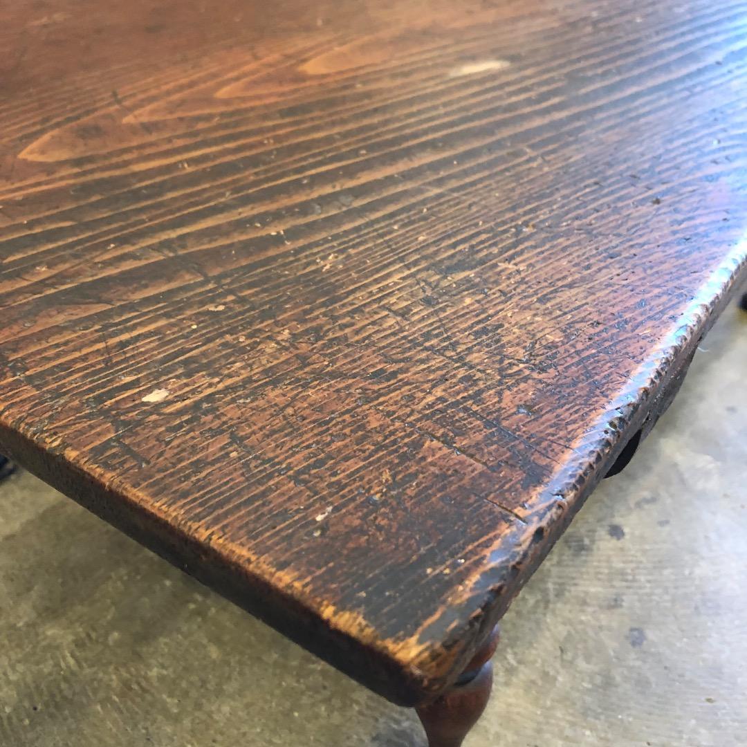 アンティーク　ろくろ脚　木製座卓 引き出し レトロ　アンティーク家具　木製家具