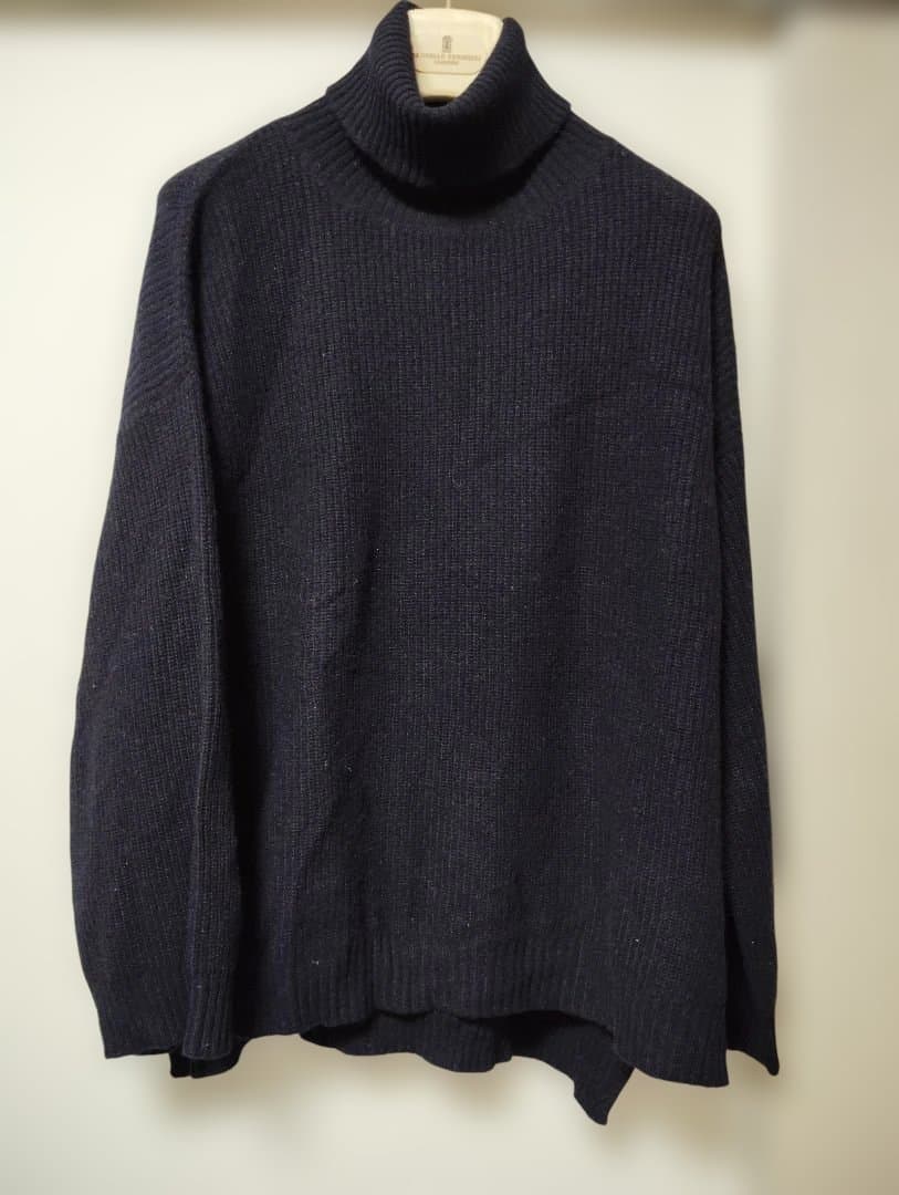 デミリーdemylee☆カシミヤ100%ハイネックニットセーター新品☆ネイビーS