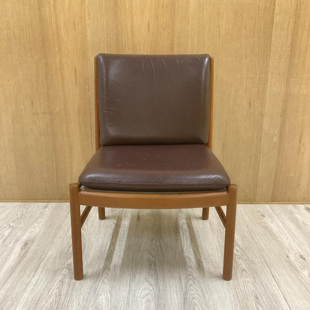 日田工芸　マキシム　アームレス　ダイニングチェア チーク材 本革 ビンテージ