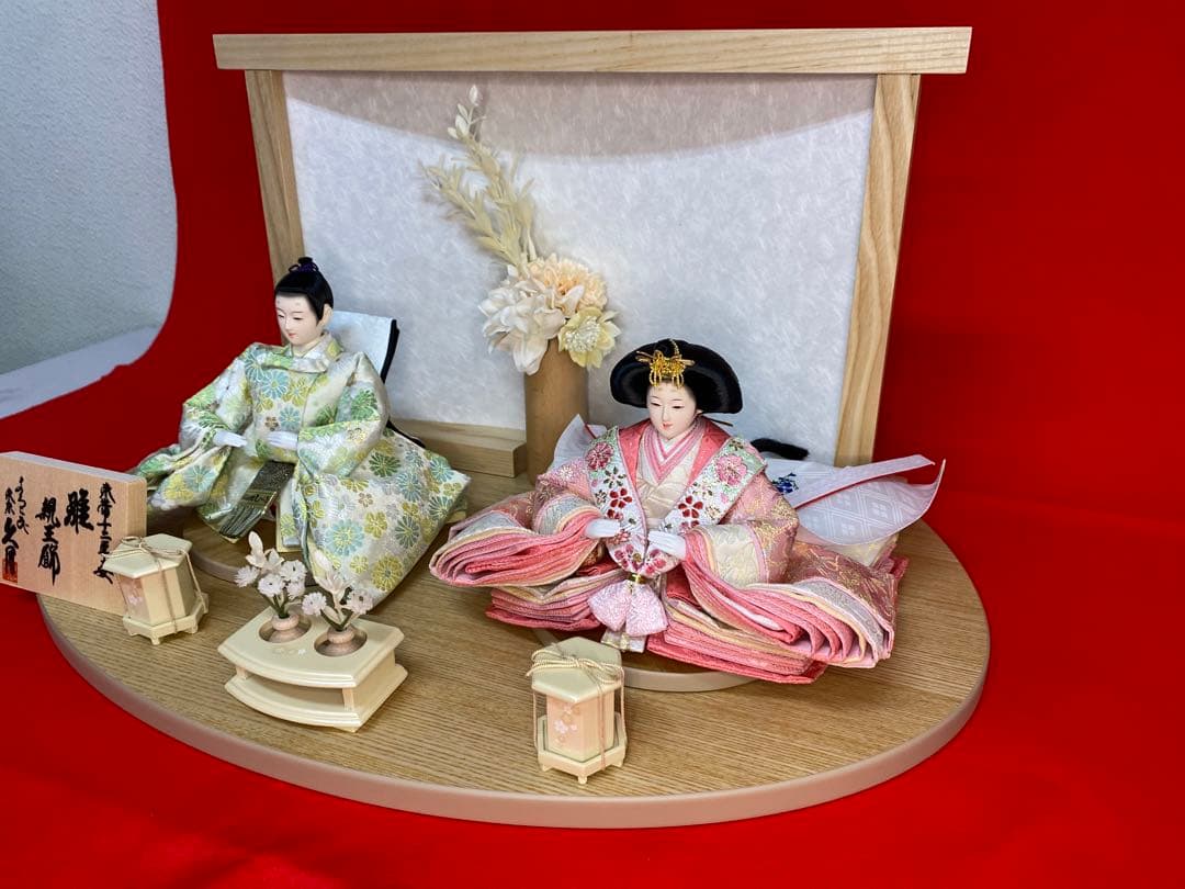 東京久月　雛人形　親王飾り白木平飾りセット・間口約５５×奥行約３２×高さ約２９㎝