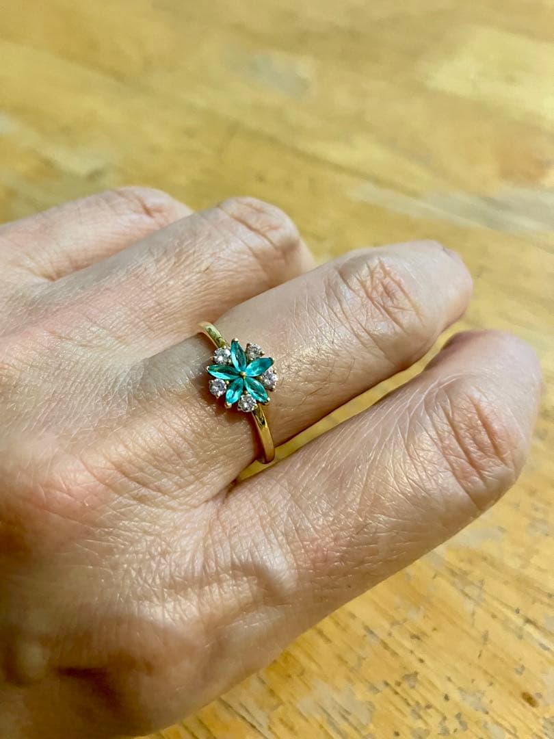 K18ピンクダイヤ＆パライバトルマリンリングです