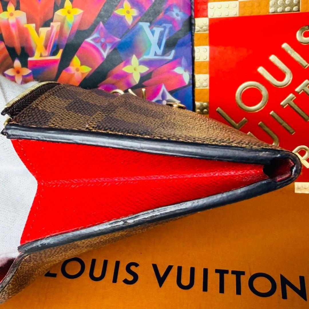 【セール中！】ルイヴィトン ダミエ ポルトフォイユエミリー ルージュ 長財布 赤
