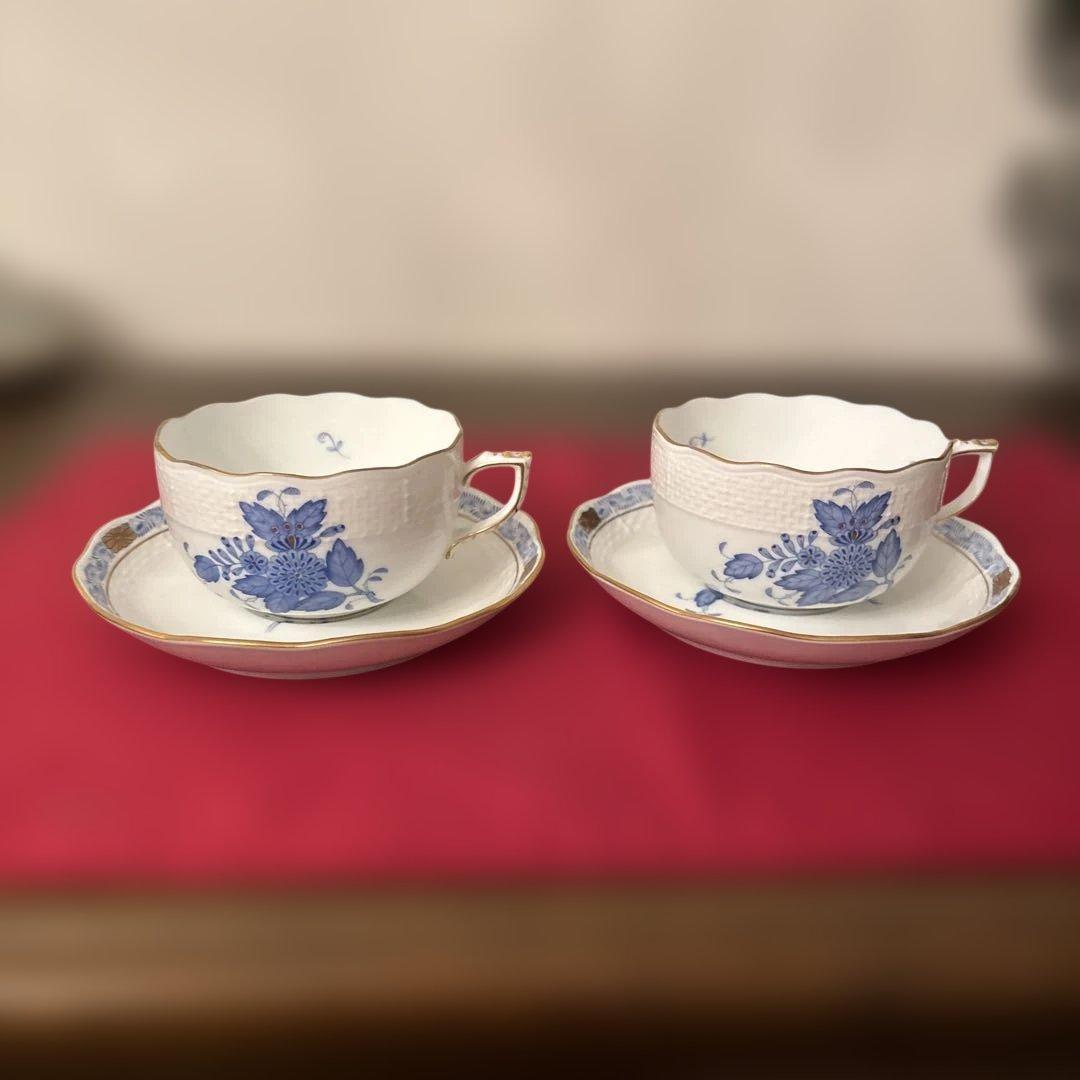 【美品✨】HERENDアポニー ブルー　カップソーサー　２セット