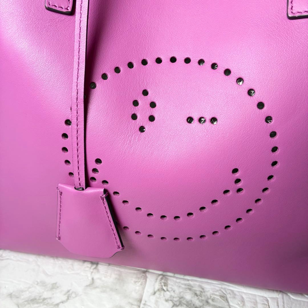 美品　アニヤハインドマーチ　トートバッグ　スマイリー　リボン　ニコちゃん　A4可