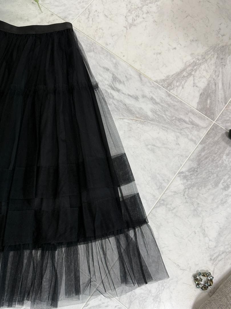 新品同様★’24年★ANAYI/アナイ チュールティアードギャザースカート36