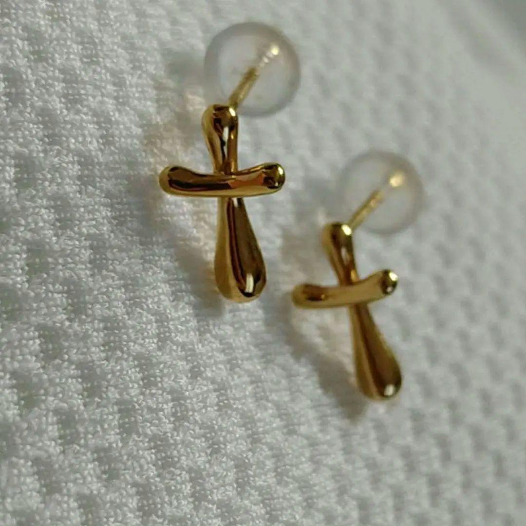 【美品】ete　エテ　レイヤード クロス ピアス ギャランティ付 K18