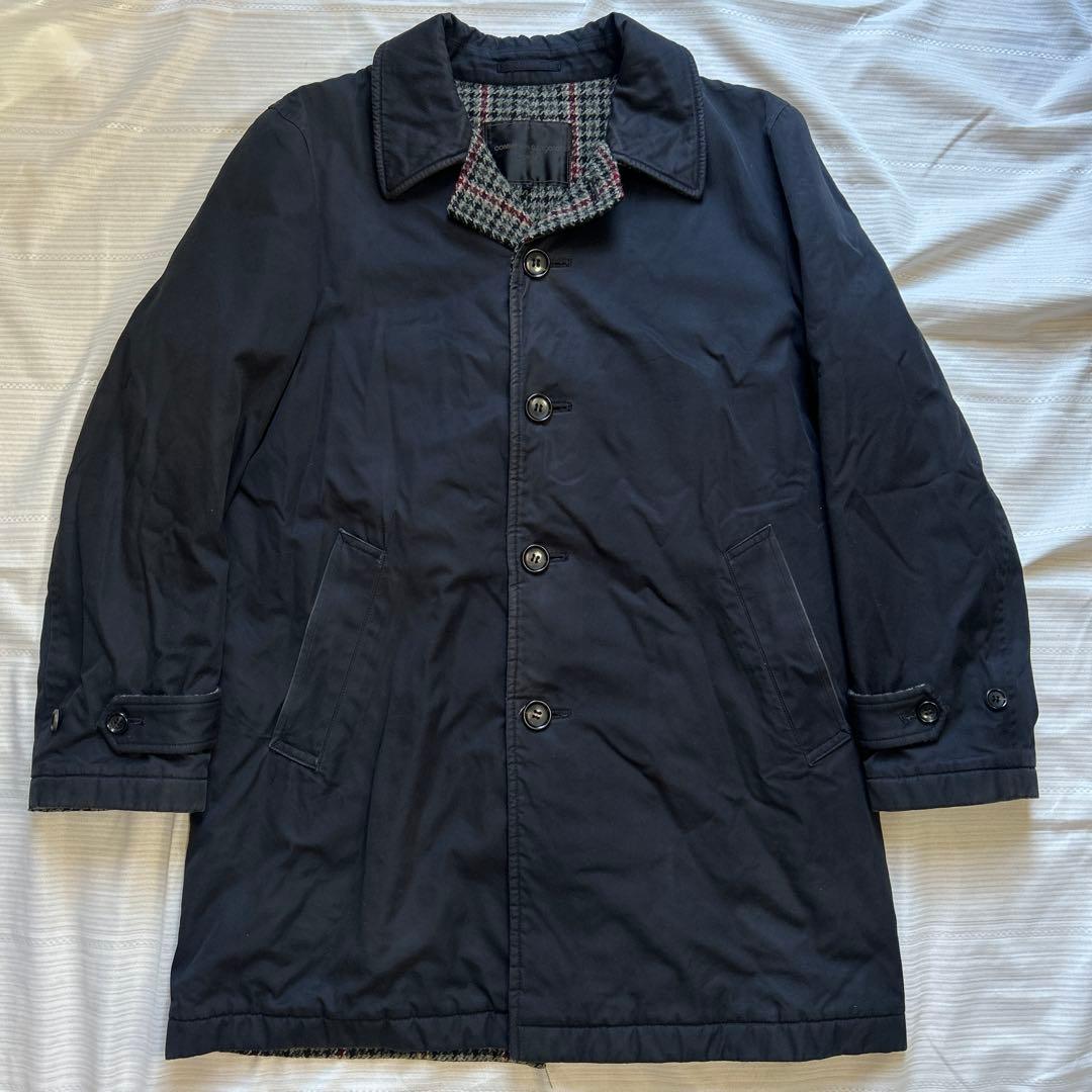 コムデギャルソンオム 03AW田中オム　千鳥格子ウール裏地　ステンカラーコート