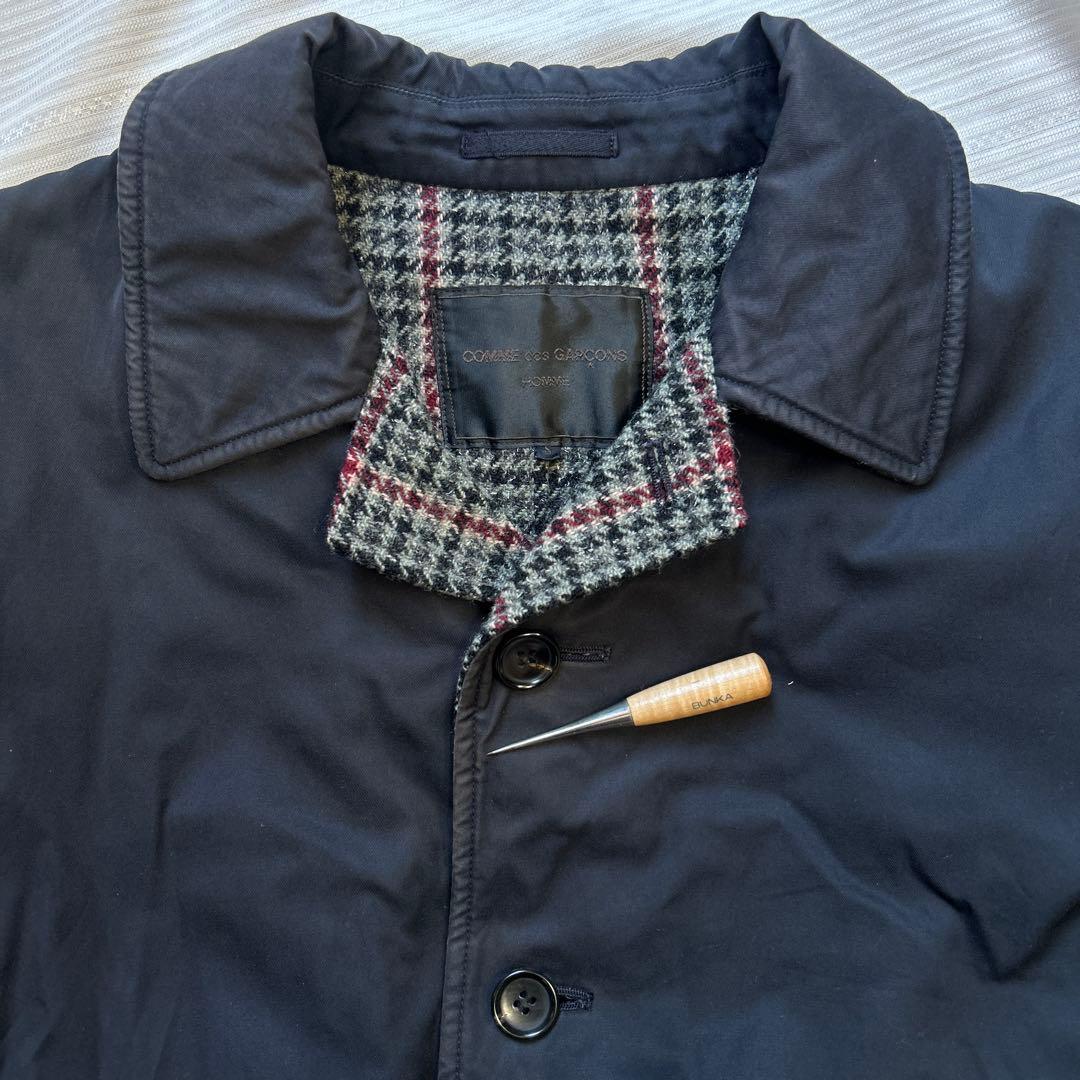 コムデギャルソンオム 03AW田中オム　千鳥格子ウール裏地　ステンカラーコート