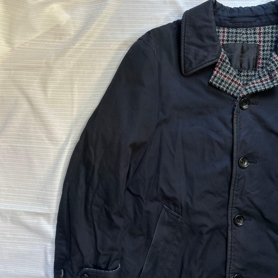 コムデギャルソンオム 03AW田中オム　千鳥格子ウール裏地　ステンカラーコート