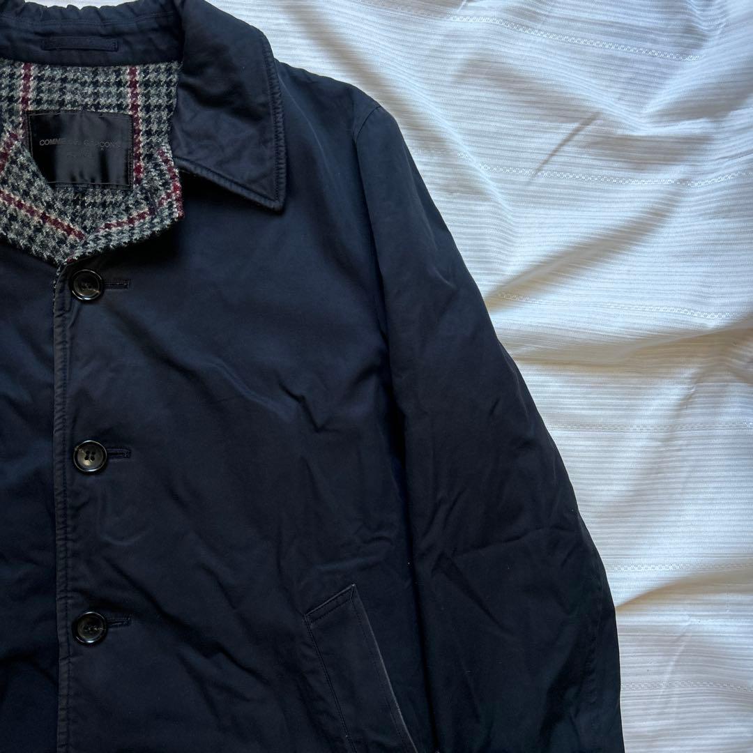 コムデギャルソンオム 03AW田中オム　千鳥格子ウール裏地　ステンカラーコート