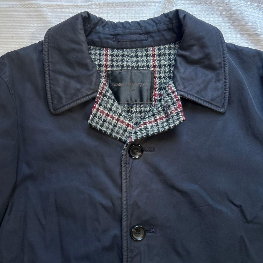 コムデギャルソンオム 03AW田中オム　千鳥格子ウール裏地　ステンカラーコート