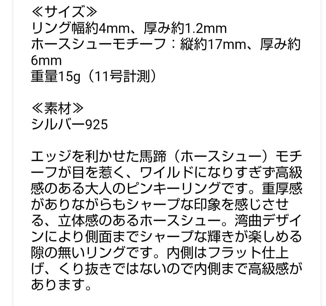 カジキさん専用　FLUI シルバー925リング 馬蹄モチーフ 15号