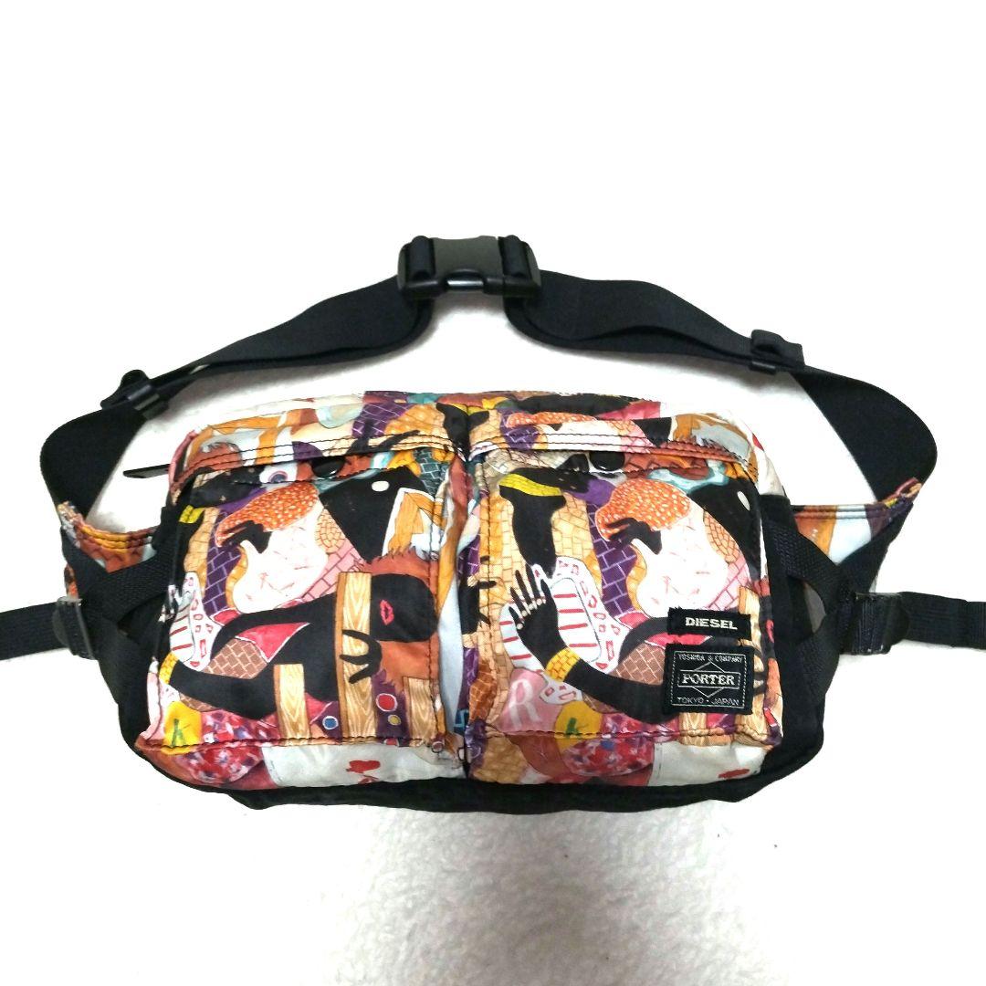 【美品】ポーター×ディーゼル×横尾忠則 コラボ タンカー 総柄 ウエストバッグ