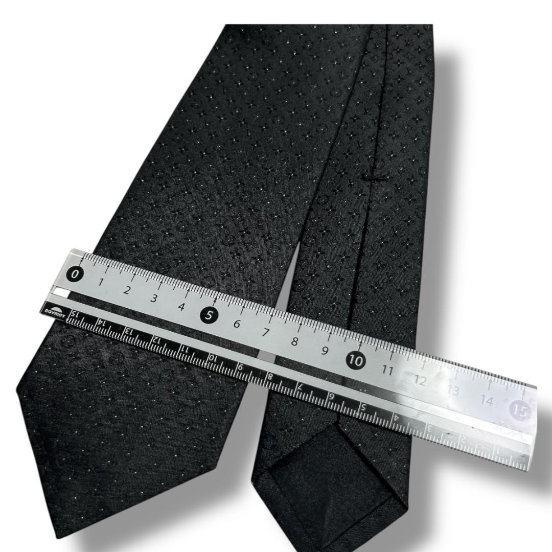 極美品　ルイヴィトン ネクタイ ブラック モノグラム ドット イタリア　ラメ