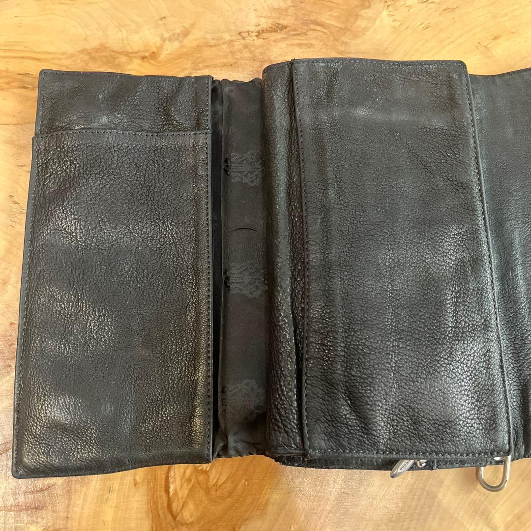 Chrome Hearts Wave Wallet クロスボタン ブラック