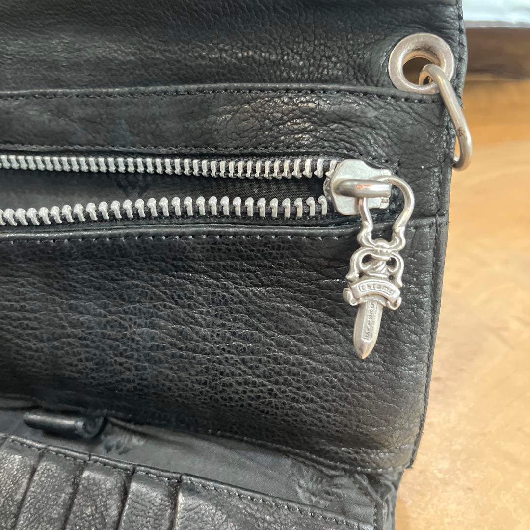Chrome Hearts Wave Wallet クロスボタン ブラック