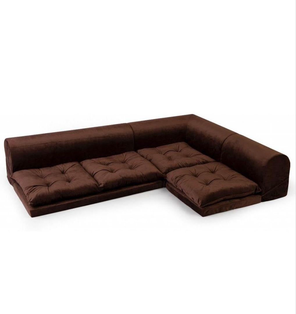 ブラウン　コーナーローソファー