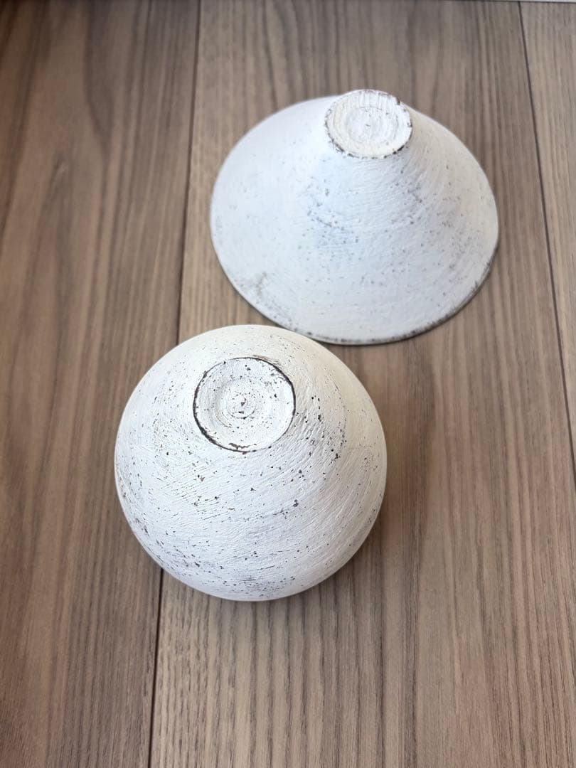 新品　二階堂明弘　焼き締め　三角鉢　丸カップ　白　希少　平鉢　小鉢　丸椀　お椀