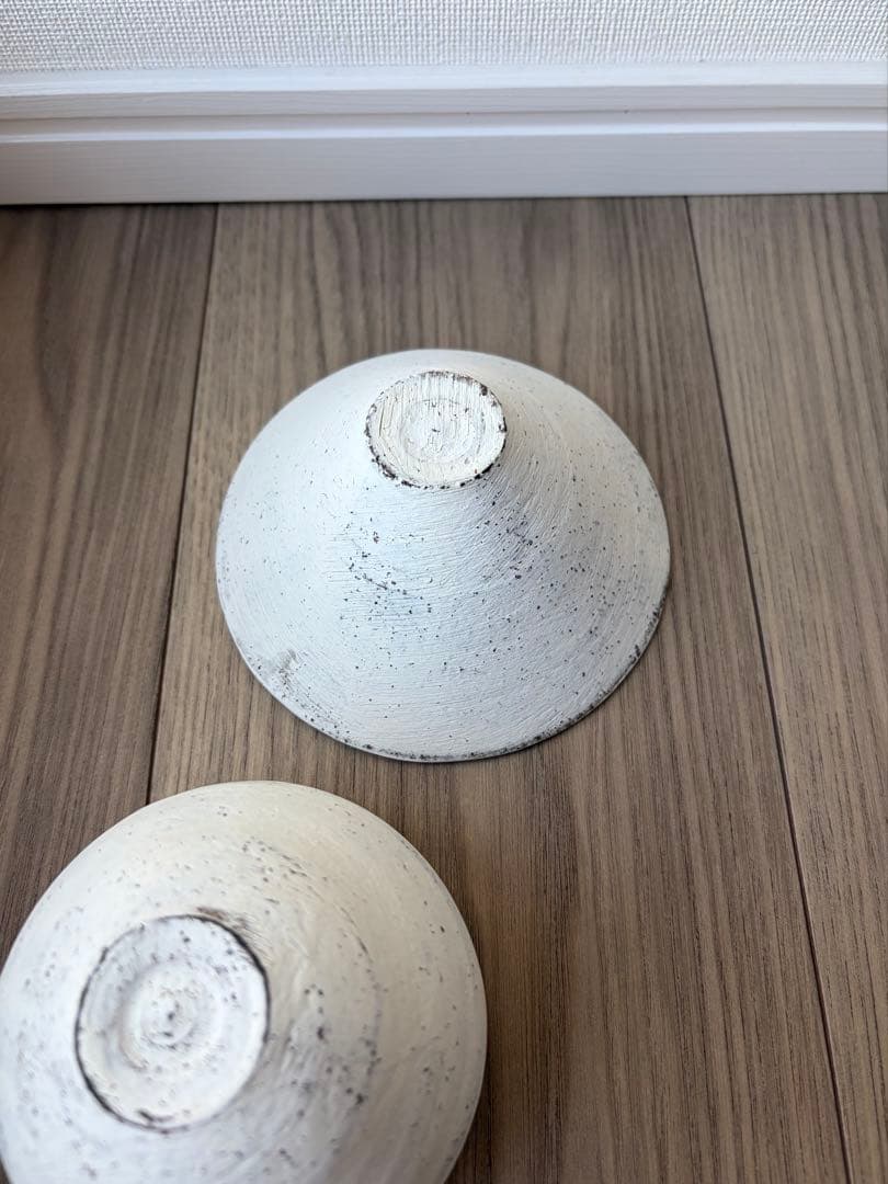 新品　二階堂明弘　焼き締め　三角鉢　丸カップ　白　希少　平鉢　小鉢　丸椀　お椀