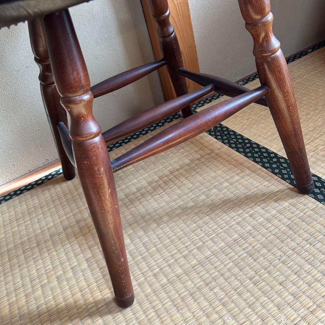 秋田木工 ビンテージ ダイニングチェア 木製 曲木椅子 レザー 鋲打ち