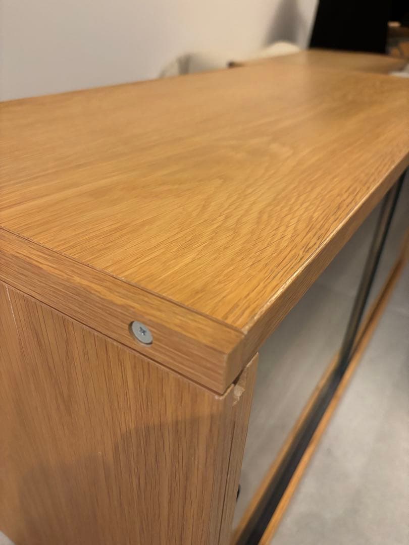 k*i様 無印良品 スチールユニットシェルフ用ボックスガラス引き戸 オーク材