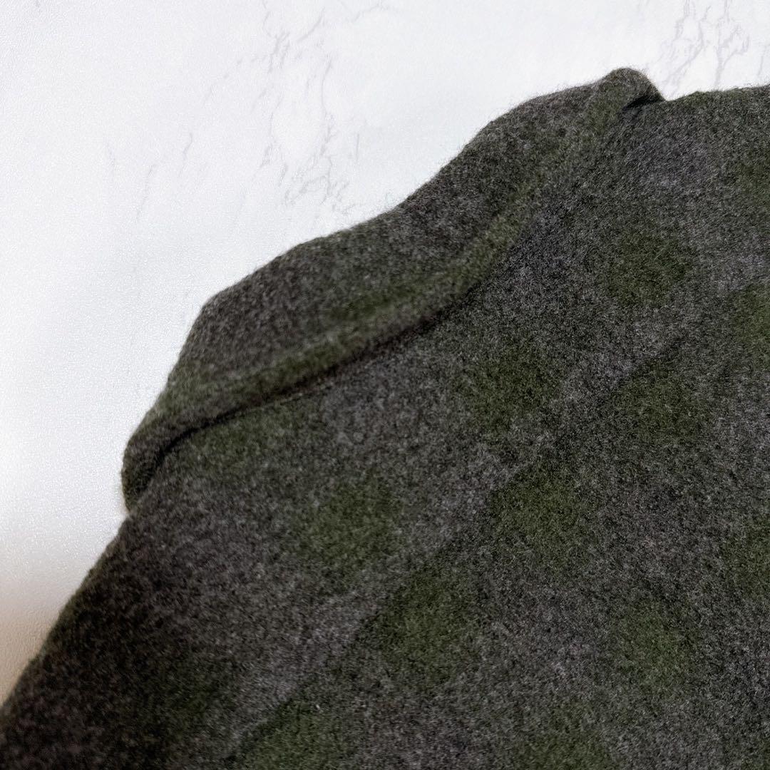 COMOLI ウールカシミヤチェックオープンカラーシャツ GREEN サイズ2