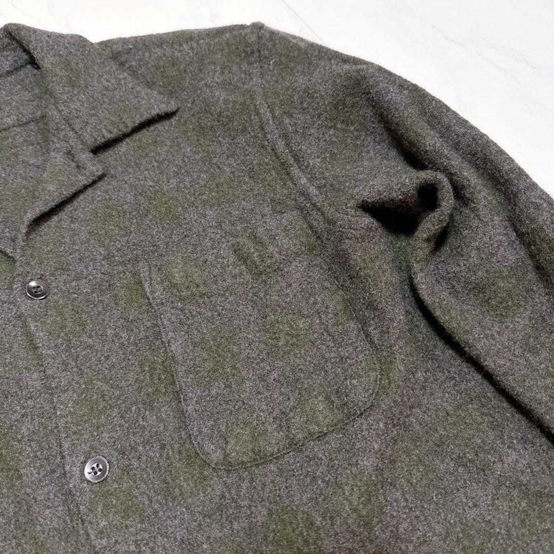 COMOLI ウールカシミヤチェックオープンカラーシャツ GREEN サイズ2