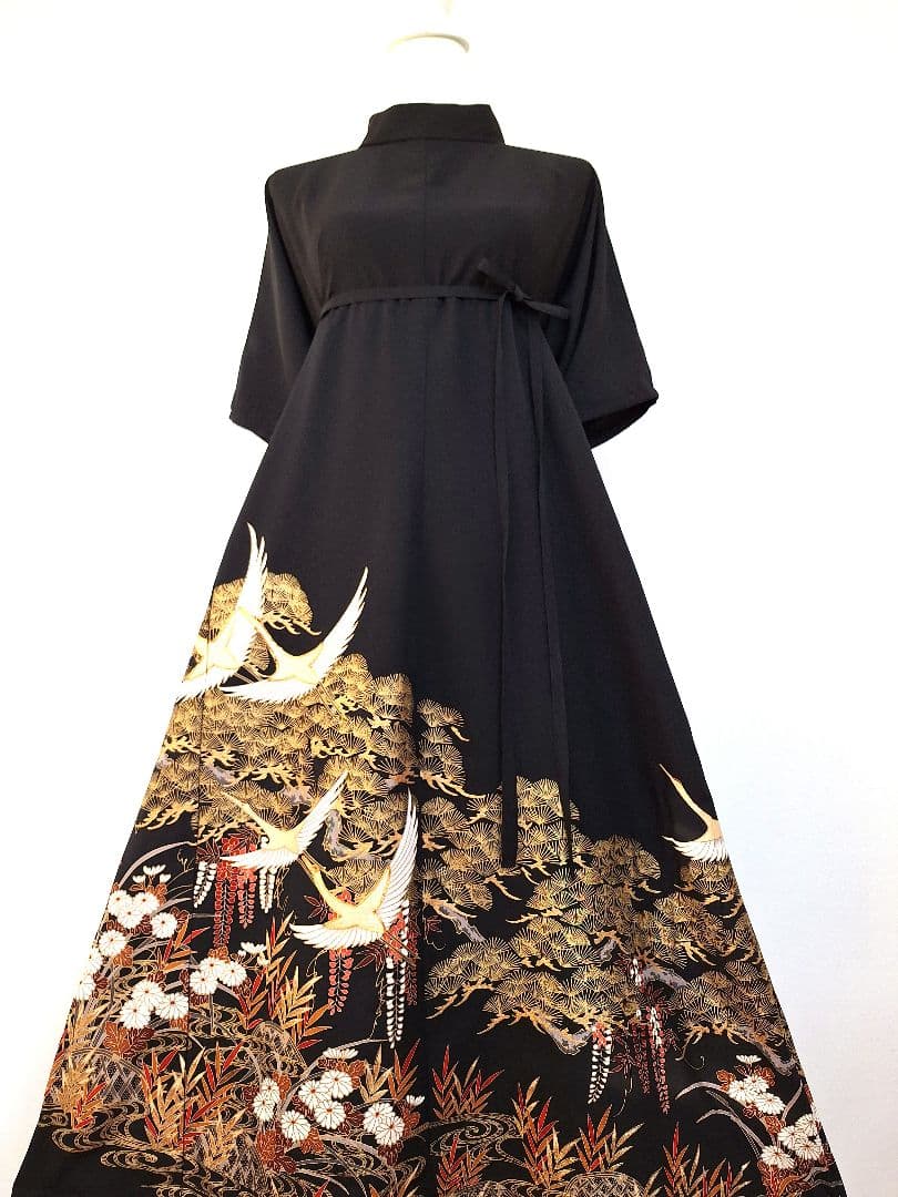 着物リメイクワンピース3643