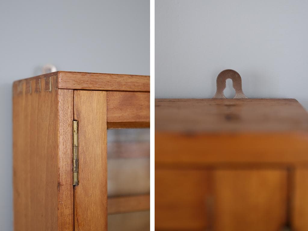 英国アンティーク木製ディスプレイショーケース/壁掛けコレクションボックス69-2