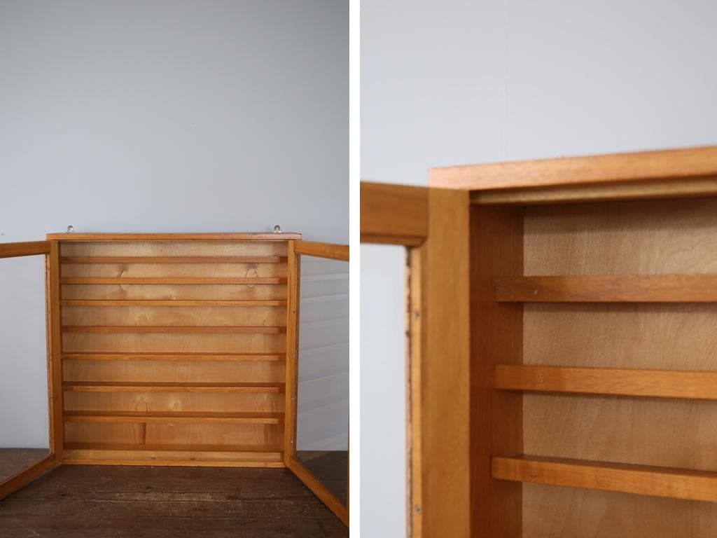 英国アンティーク木製ディスプレイショーケース/壁掛けコレクションボックス69-2