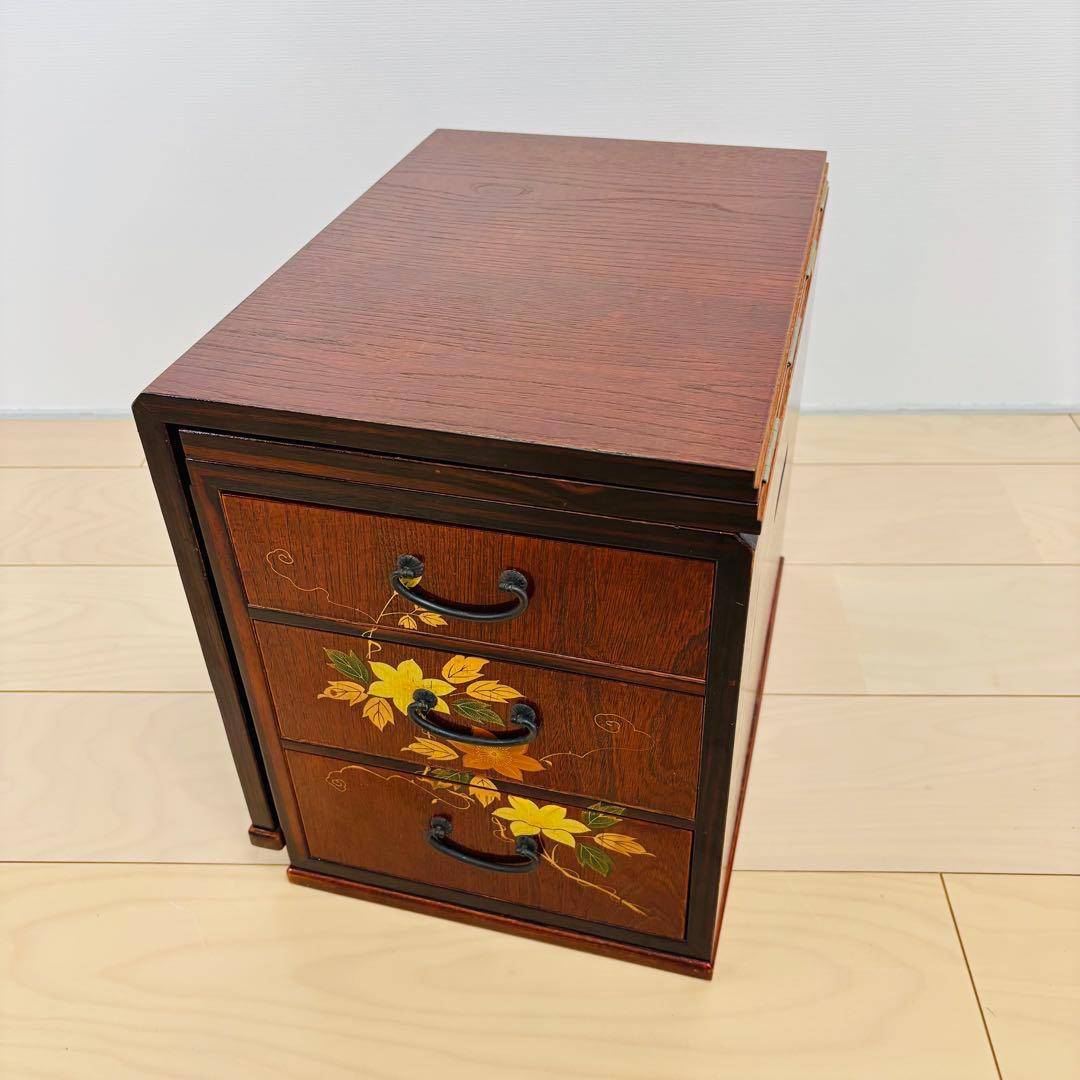 折り畳み式 文机 和机　引出し 抽斗 3段　昭和レトロ　アンティーク