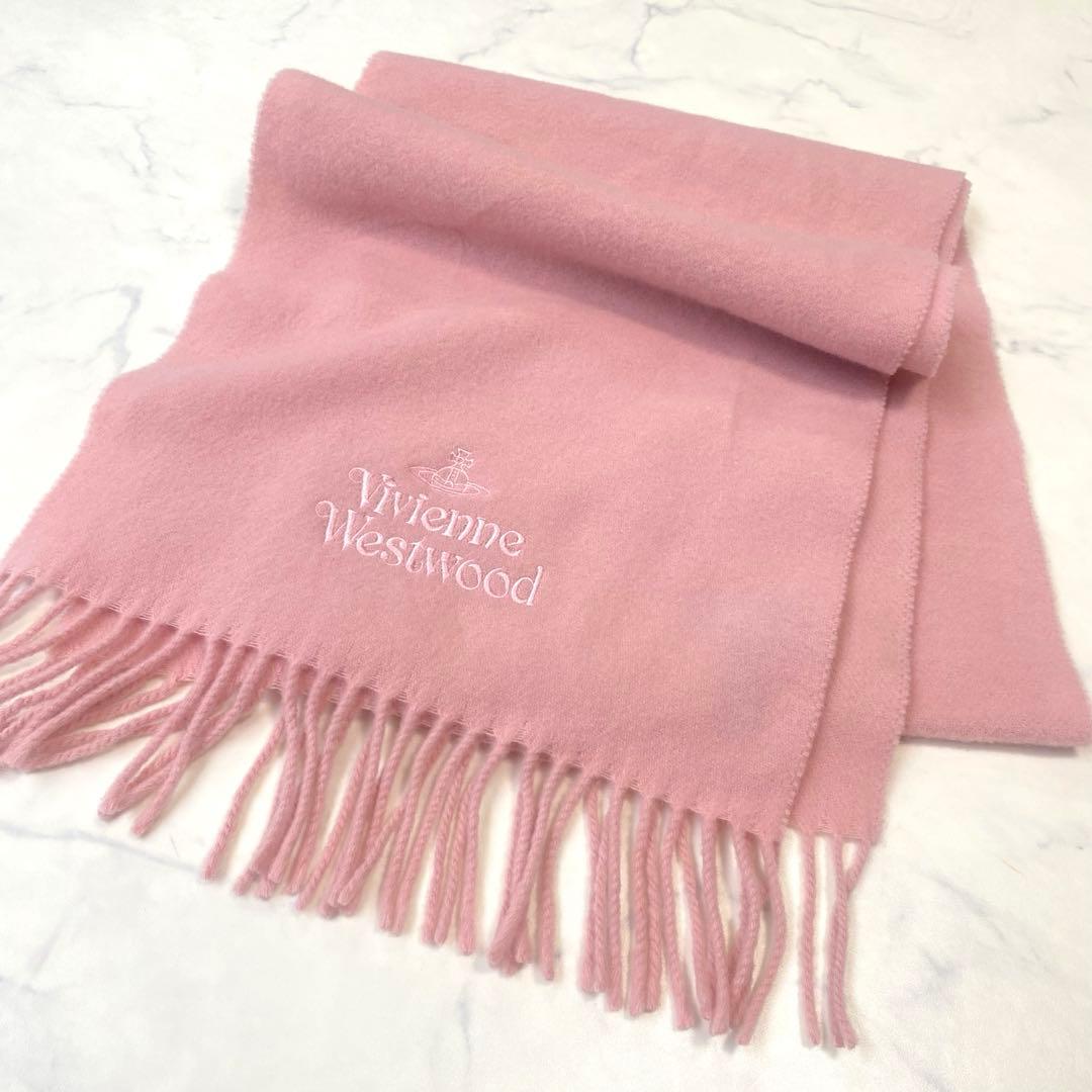 未使用レベル✨Vivienne Westwood あったかウールマフラー　ピンク