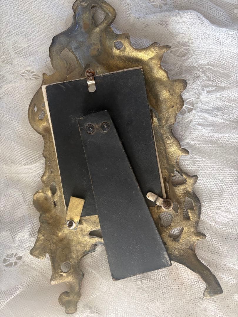 フランスアンティーク フォトスタンド 真鍮 エンジェル フレーム 写真立て 額